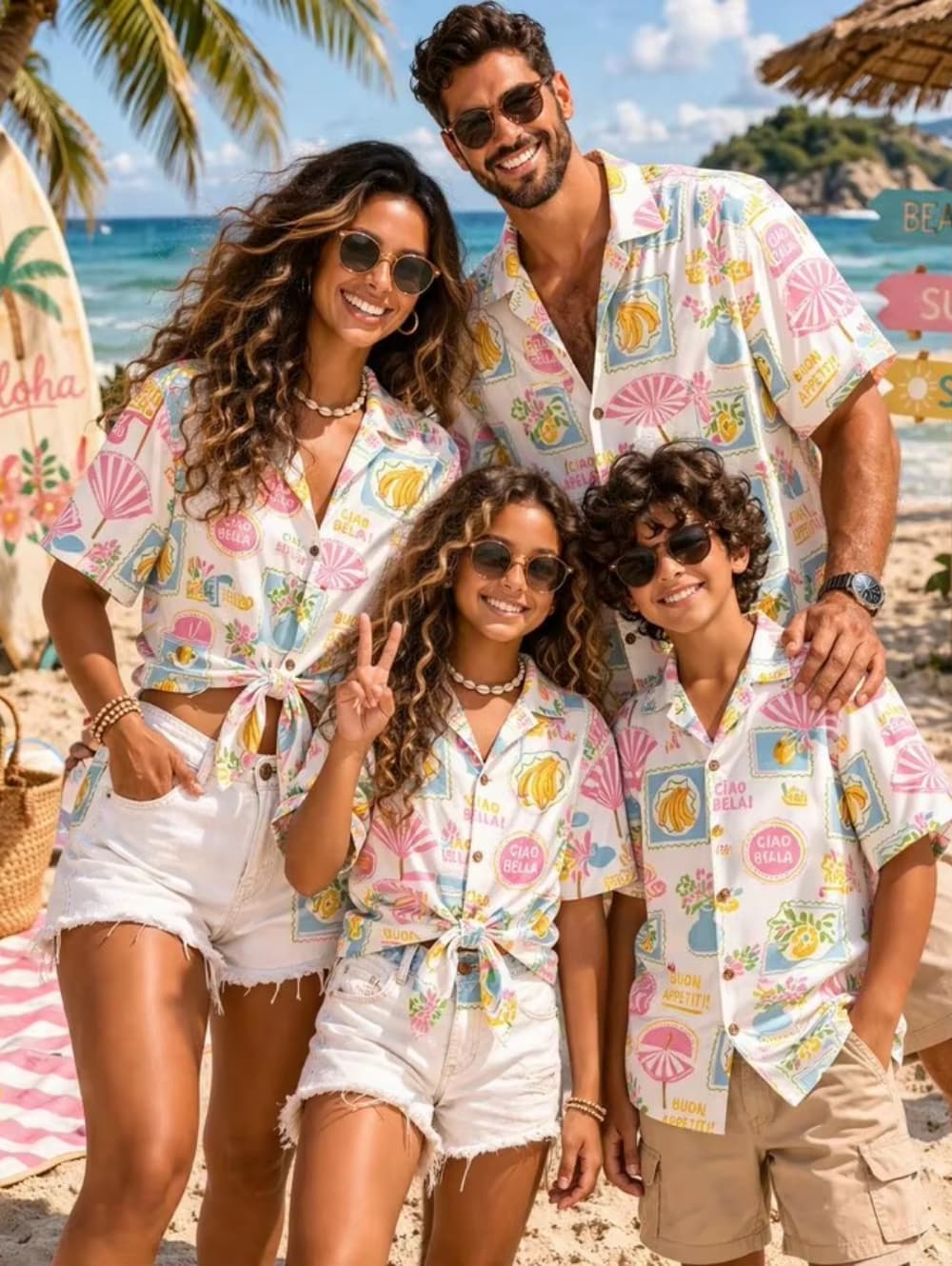 Family Tree Print - Kemeja Hawaii Pria untuk Musim Panas,